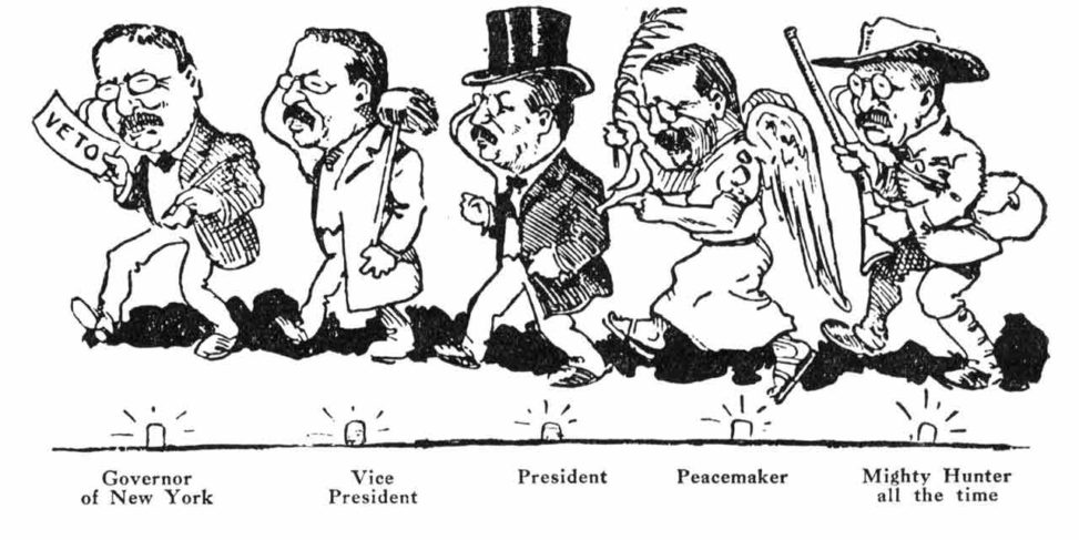 Theodore Roosevelt par William Charles Morris dans le SPOKESMAN REVIEW en 1908