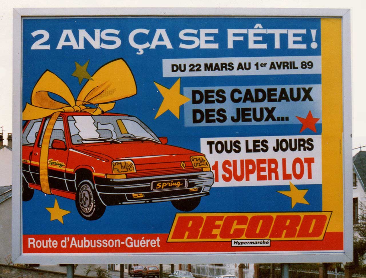 1989-Affiche-4x3-2-ans-ça-se-fête-Magasins-Record-Agence-Scandere-Limoges
