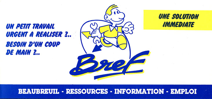 dépliant Bref Beaubreuil Ressources Information Emploi Services 1989