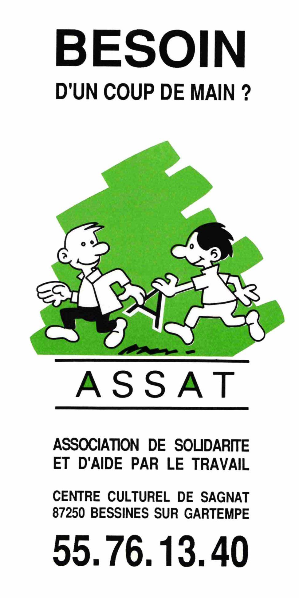 Dépliant et logo pour l'association ASSAT (Association de Solidarité et d'Aide par le Travail) de Bessines-sur-Gartempe