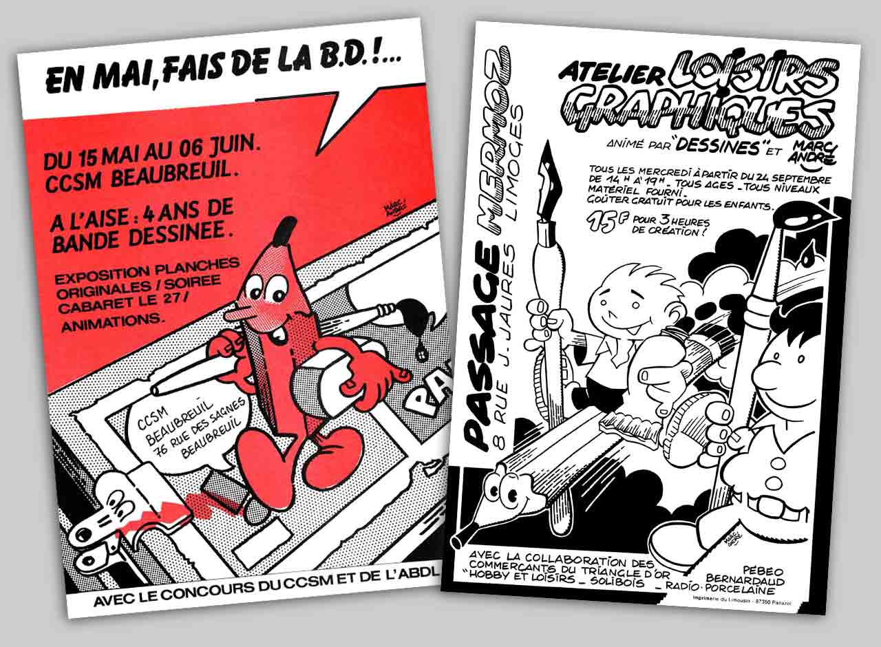 Ateliers BD 1986-1989 Marc-André Centre Culturel Jean Moulin Beaubreuil Association Dessines Forum Mermoz