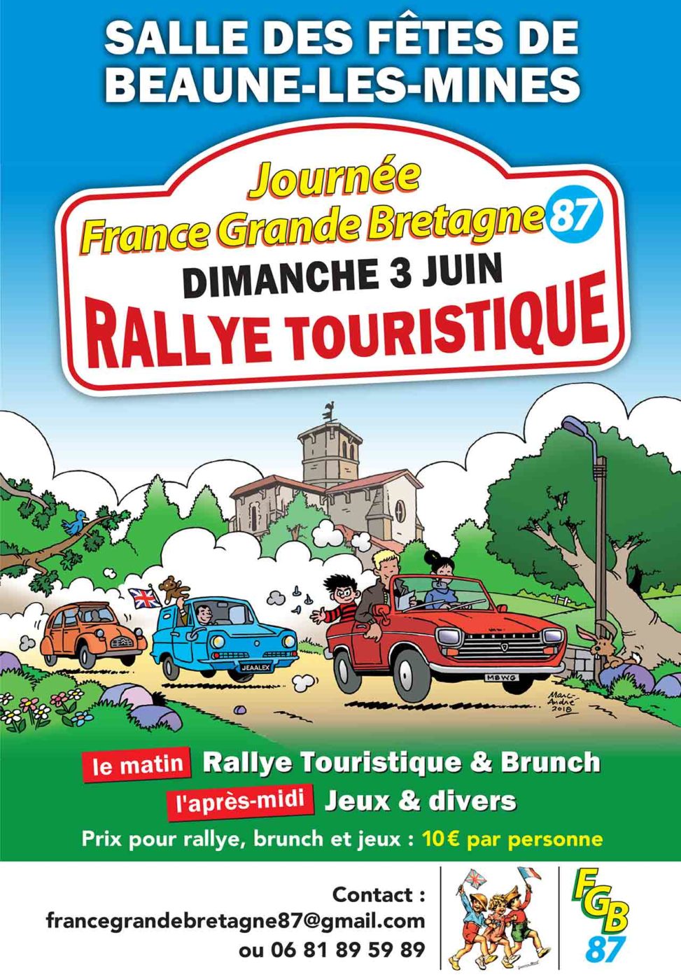 2018-Affiche-et-flyer-pour-le-rallye-touristique-de-Beaune-les-Mines-Association-France-Grande-Bretagne Limoges