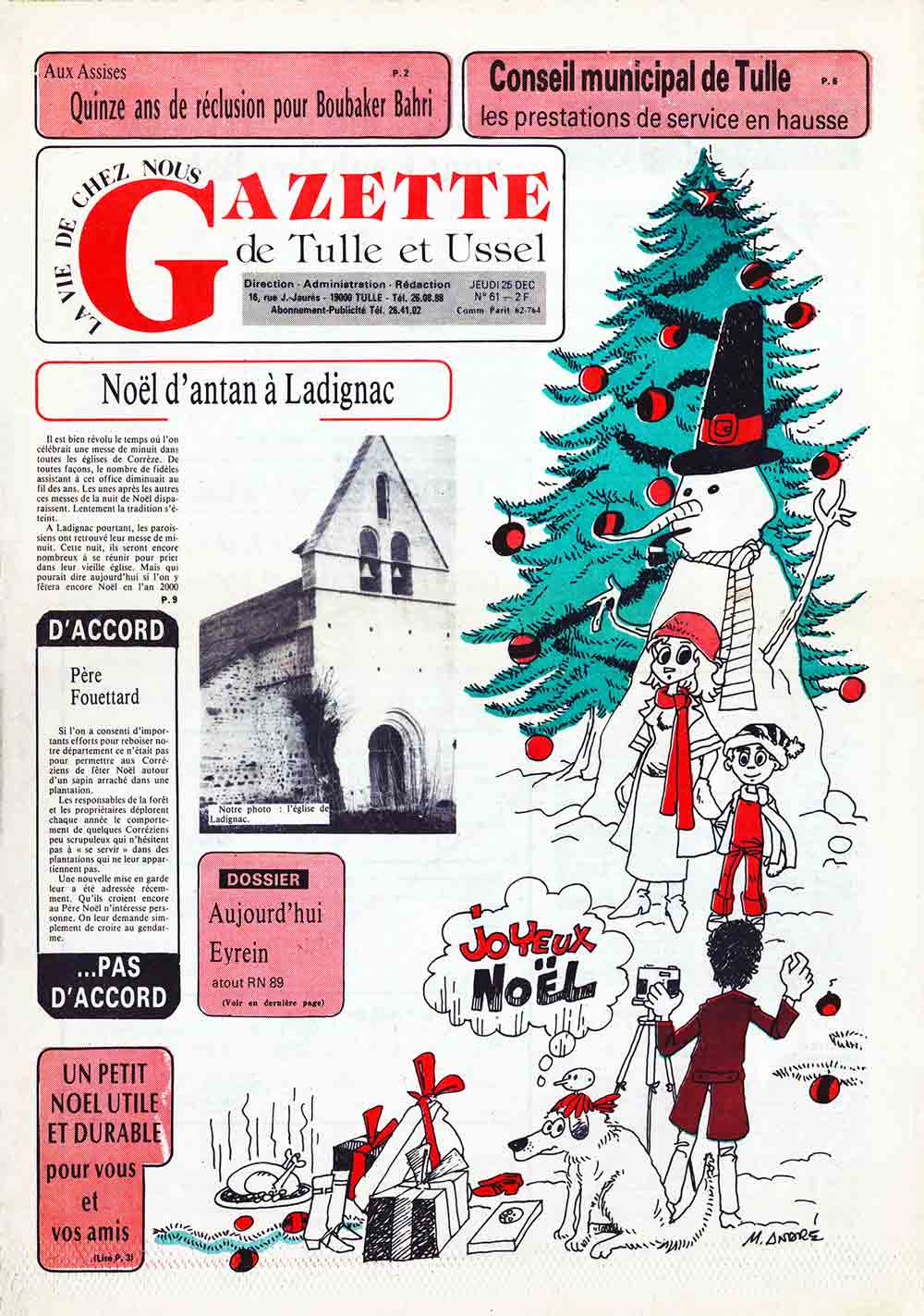 Illustration dans la Gazette de Tulle et Ussel n° 61, 25 décembre 1980 Marc-André