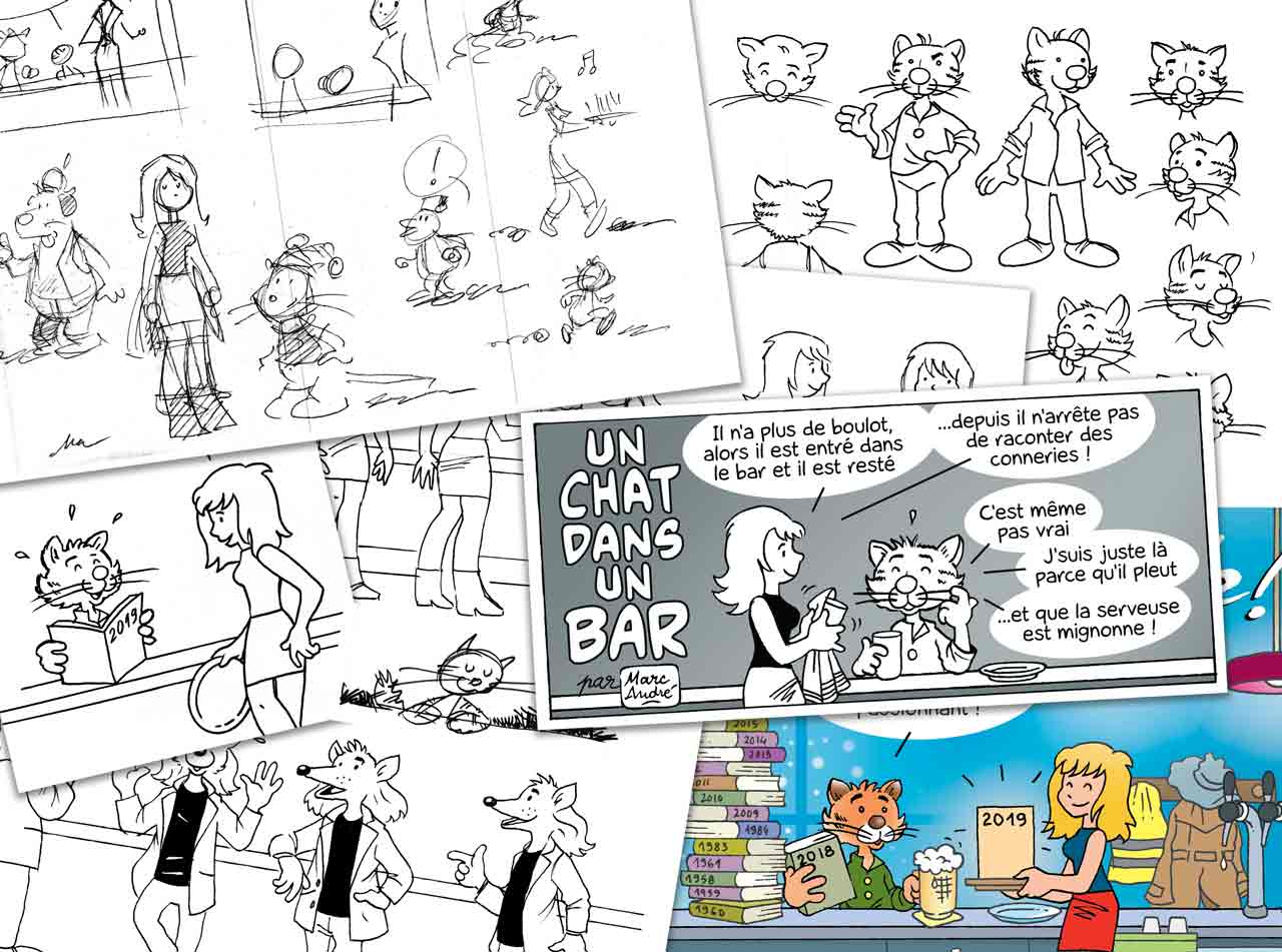 Un chat dans un bar bande dessinée de Marc-André Dumonteil 2018 et 2020
