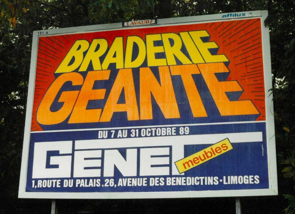 1989-10-Affiche-4x3-Meubles-Genet-Braderie-géante-Agence-Scandere-1989 Marc-André