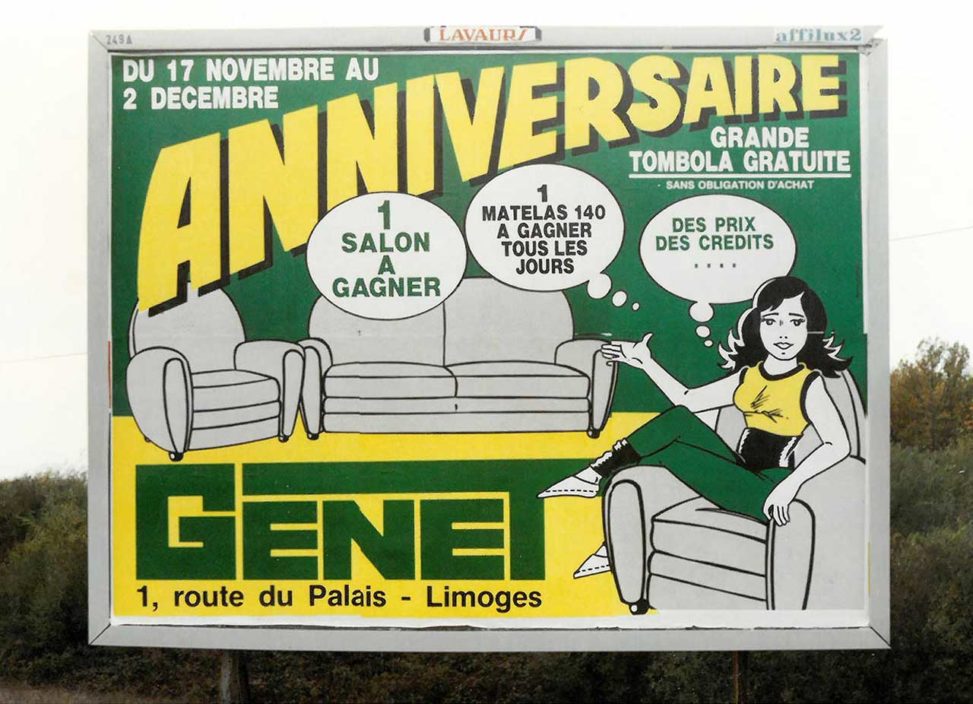 1989-11-Affiche-4x3-Anniversaire-Meubles-Genet-Agence-Scandere Marc-André