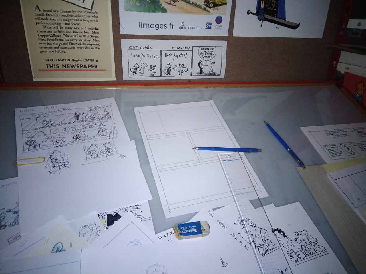Crayons pour la BD Un Chat dans un bar-2020-Marc-André graphisme illustration bande dessinée Limoges