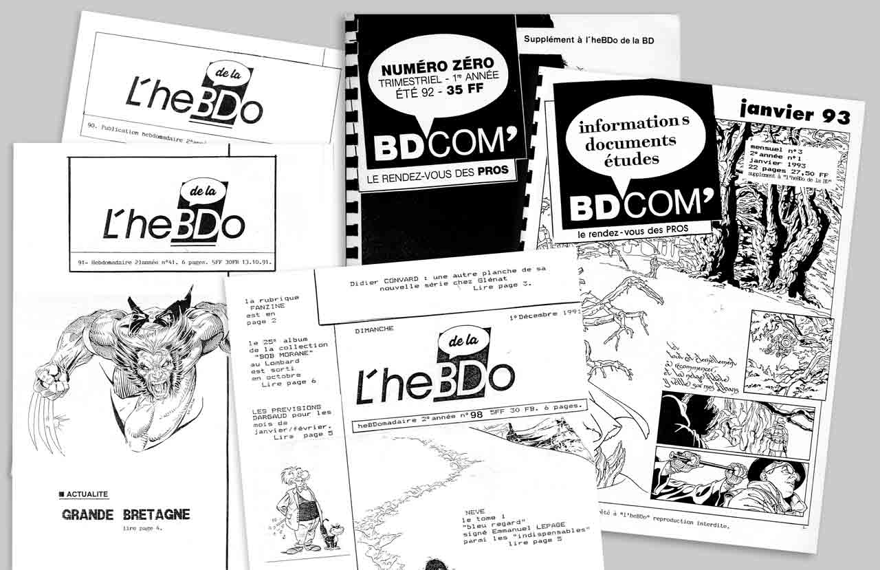 Logos L'Hebdo de la BD et BD Com Bernard Marle Nice 1991-92 Marc-André