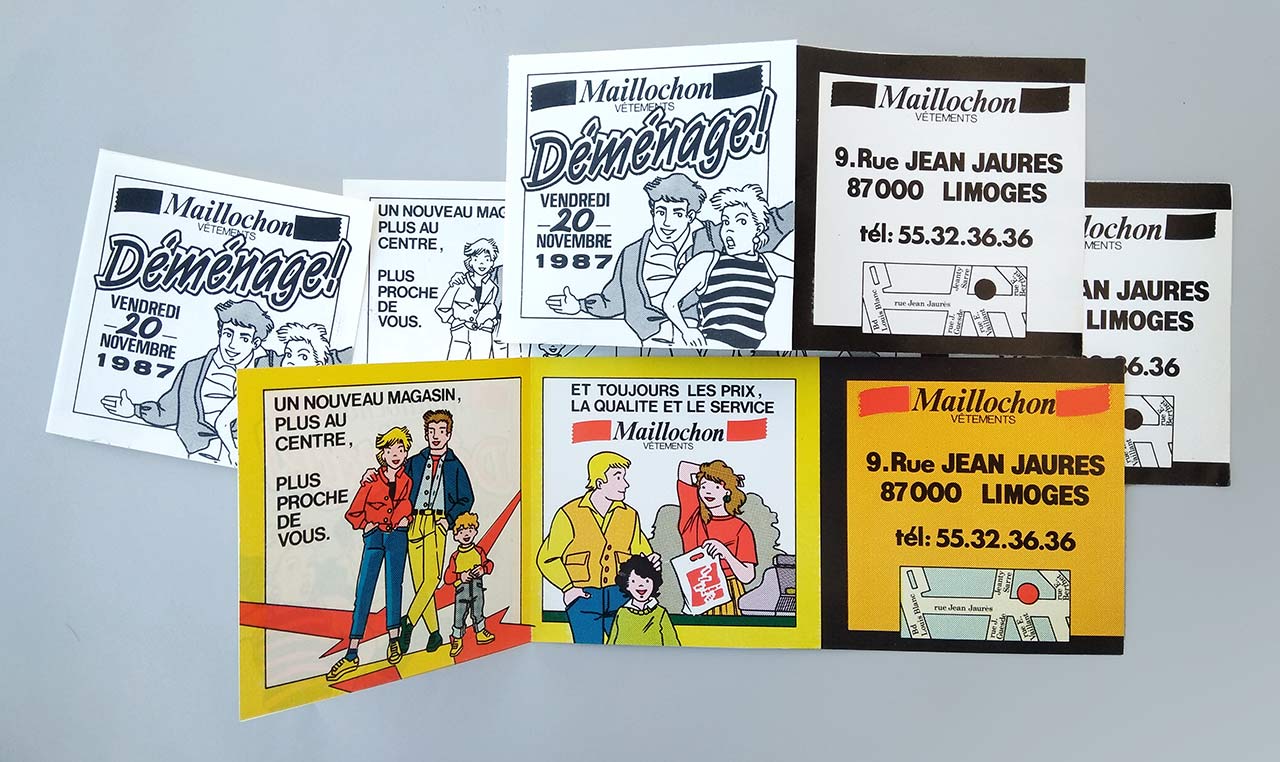 flyer déménagement magasin vêtements Maillochon Limoges 1987 Marc-André