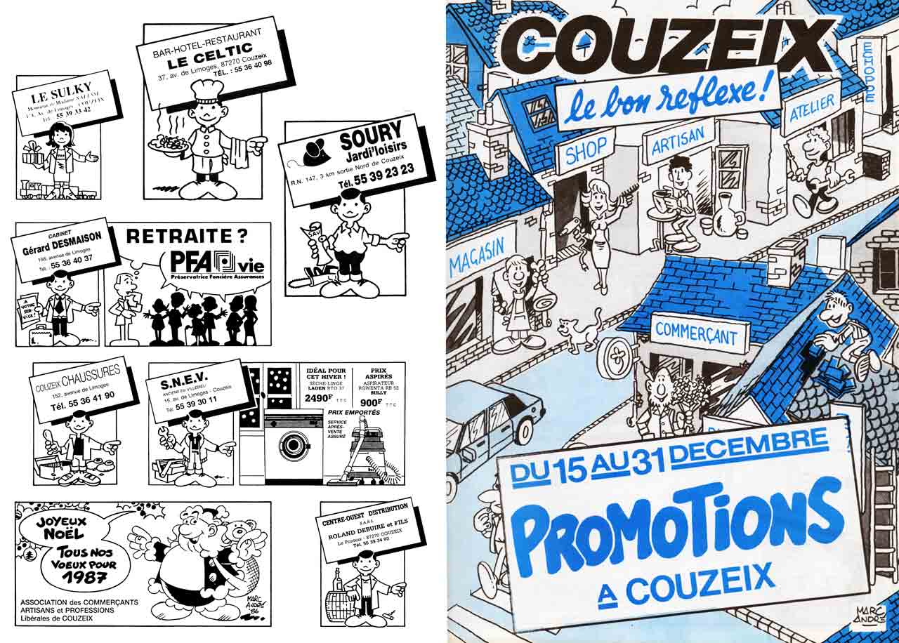 Fascicule Couzeix Le-Bon Reflexe décembre 1985 et plusieurs pavés promotionnels Association des commerçants et artisans de Couzeix - Marc-André 