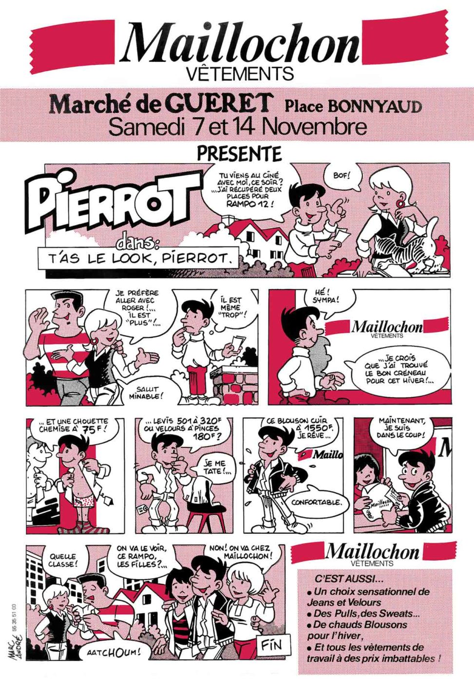 Flyer bande dessinée Maillochon 1987 T'as le lok Pierrot ! Marc-André BD Illustration Graphisme Limoges