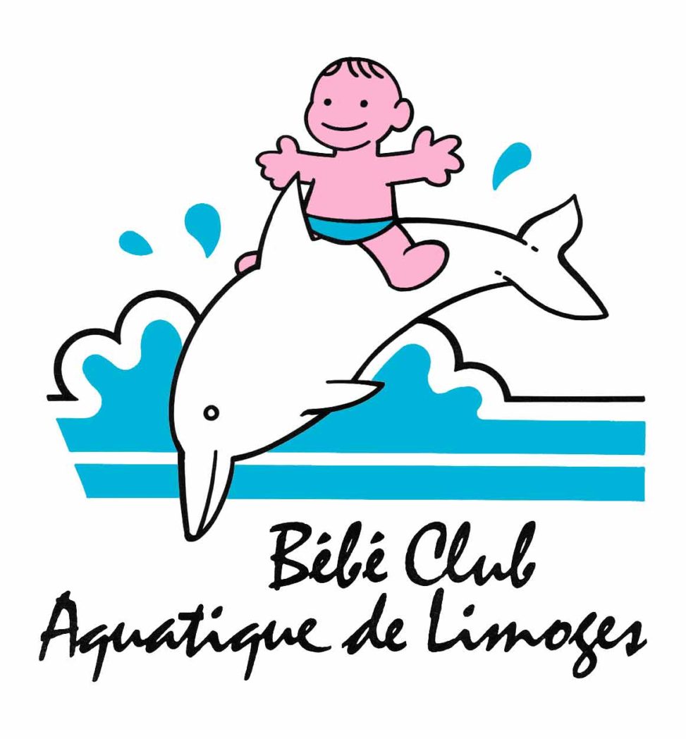 Logotype couleur pour le Bébé Club Aquatique de Limoges-1989 - Marc-André BD Illustration Graphisme Limoges