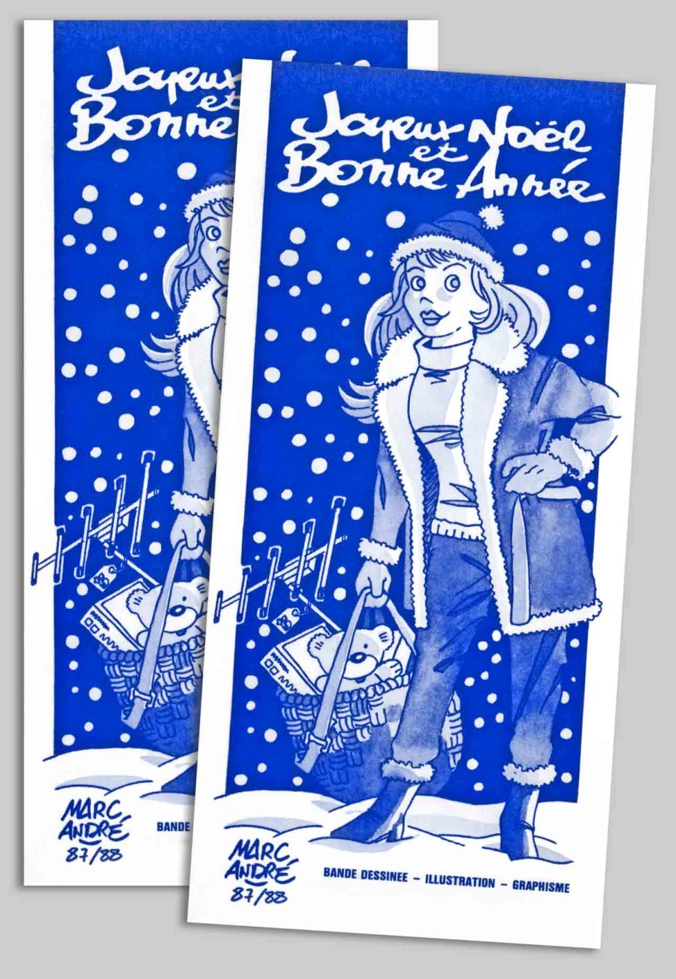 Mademoiselle Noël - Carte de vœux 1988 Marc-André BD Illustration Graphisme Limoges