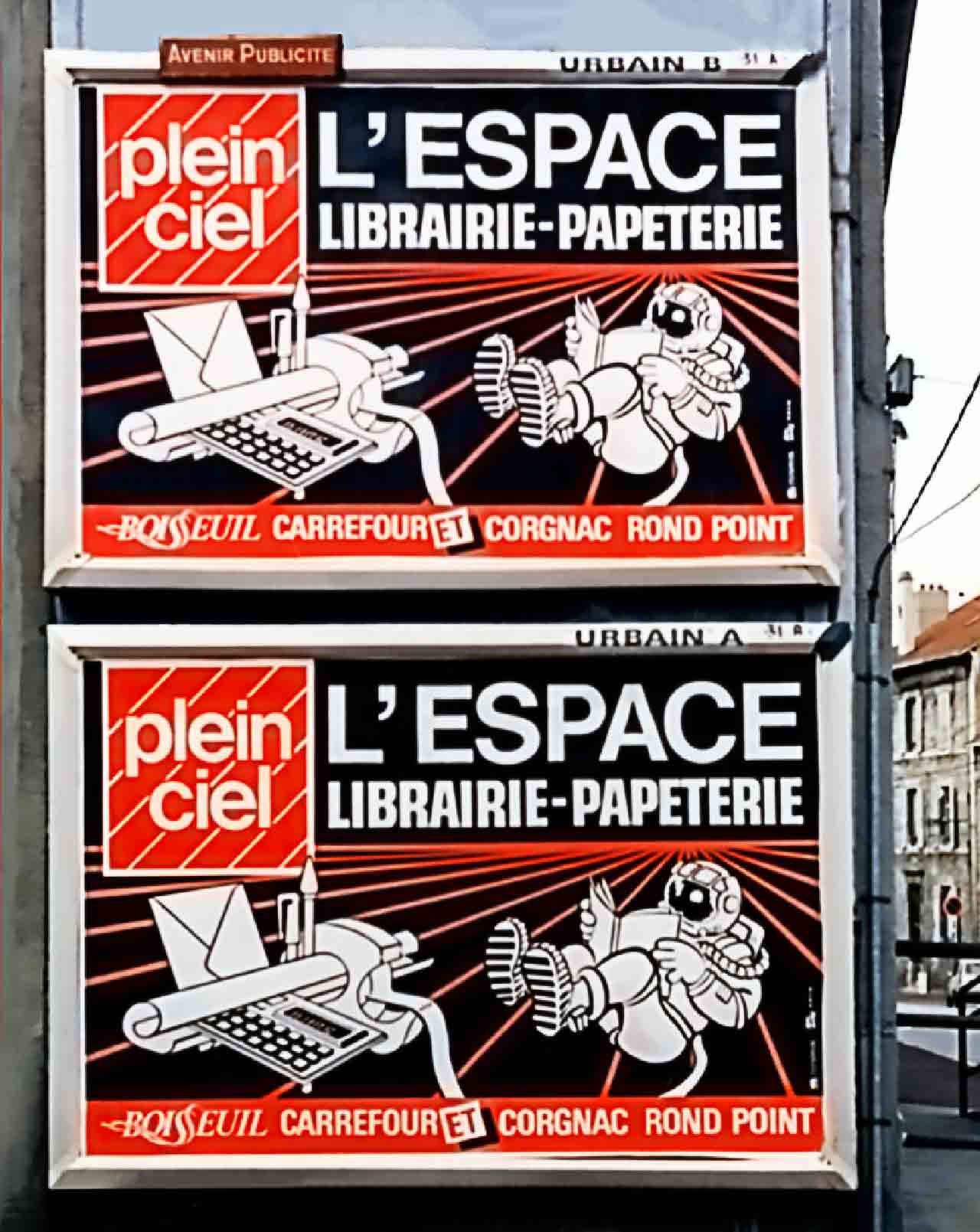 L'Espace Librairie-Papeterie Plein Ciel Rude Limoges Affiche 1988 Marc-André BD Illustration Graphisme Limoges