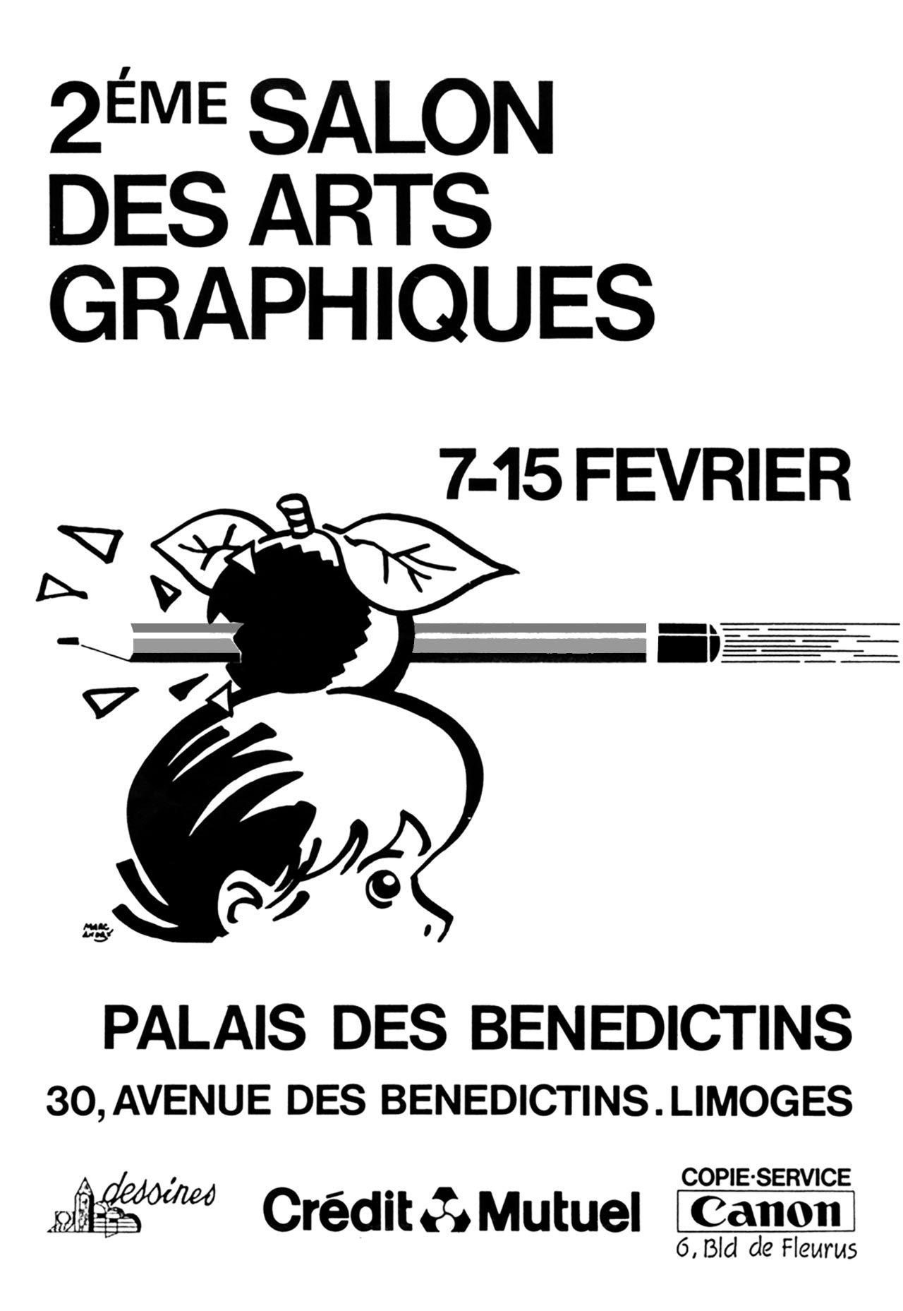 1987 - Affiche et flyer 2eme Salon des Arts graphiques - Marc-André - BD Illustration Graphisme Limoges
