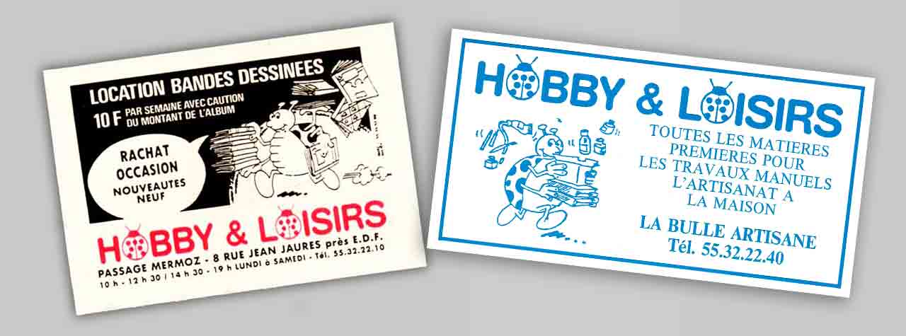 Flyers pour Hobby & Loisirs - Passage Mermoz 1985-86 - Marc-André BD Illustration Graphisme Limoges 