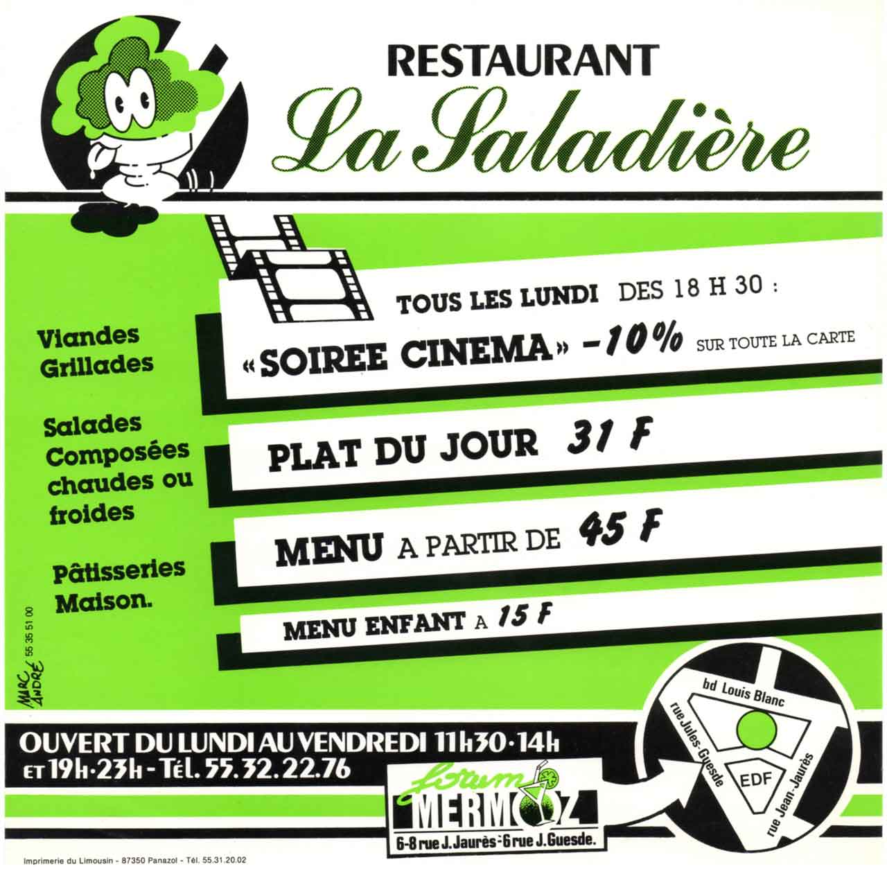 Flyer La Saladière - 1989- Marc-André BD Illustration Graphisme Limoges