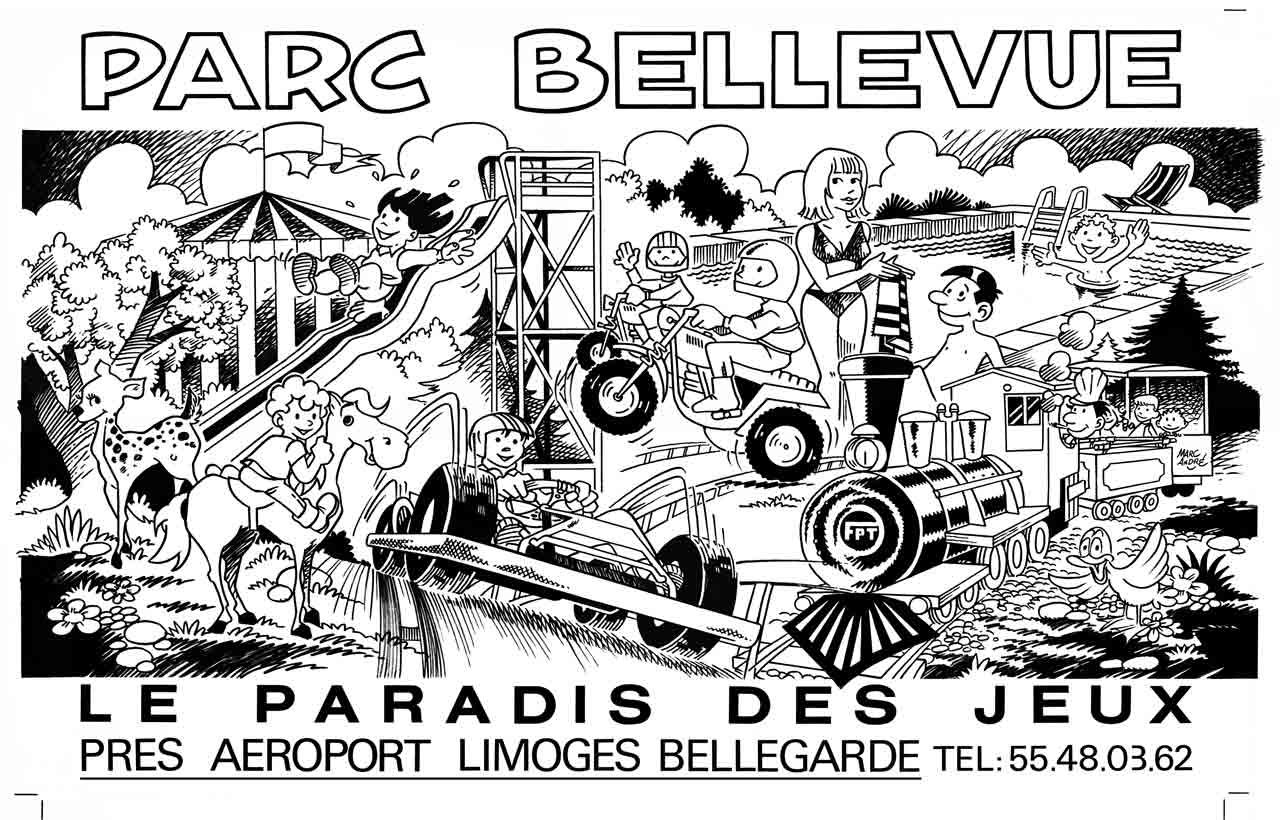 Affiche pour le Parc Bellevue Bellegarde 1986 - 2M Publicité - Marc-André BD Illustration Graphisme Limoges