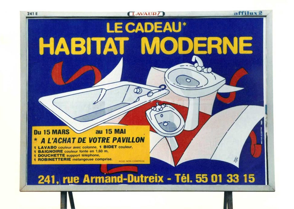 Affiche le cadeau Habitat Moderne - agence Scandere 1986 - Marc-André BD Illustration Graphisme Limoges
