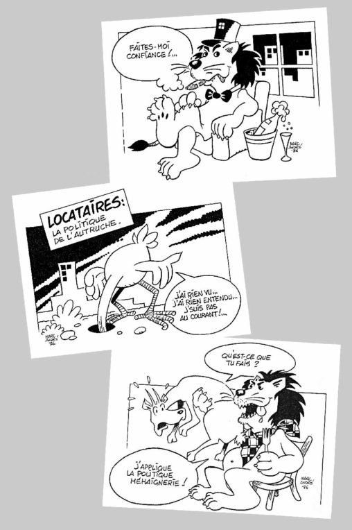 Trois cartoons commandés par la Confédération Nationale du Logement de la Haute-Vienne en 1987