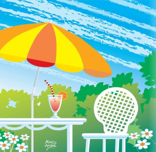 Illustration Terrasses de l'été dans Info magazine en 2016 - Marc-André BD Illustration Graphisme Limoges