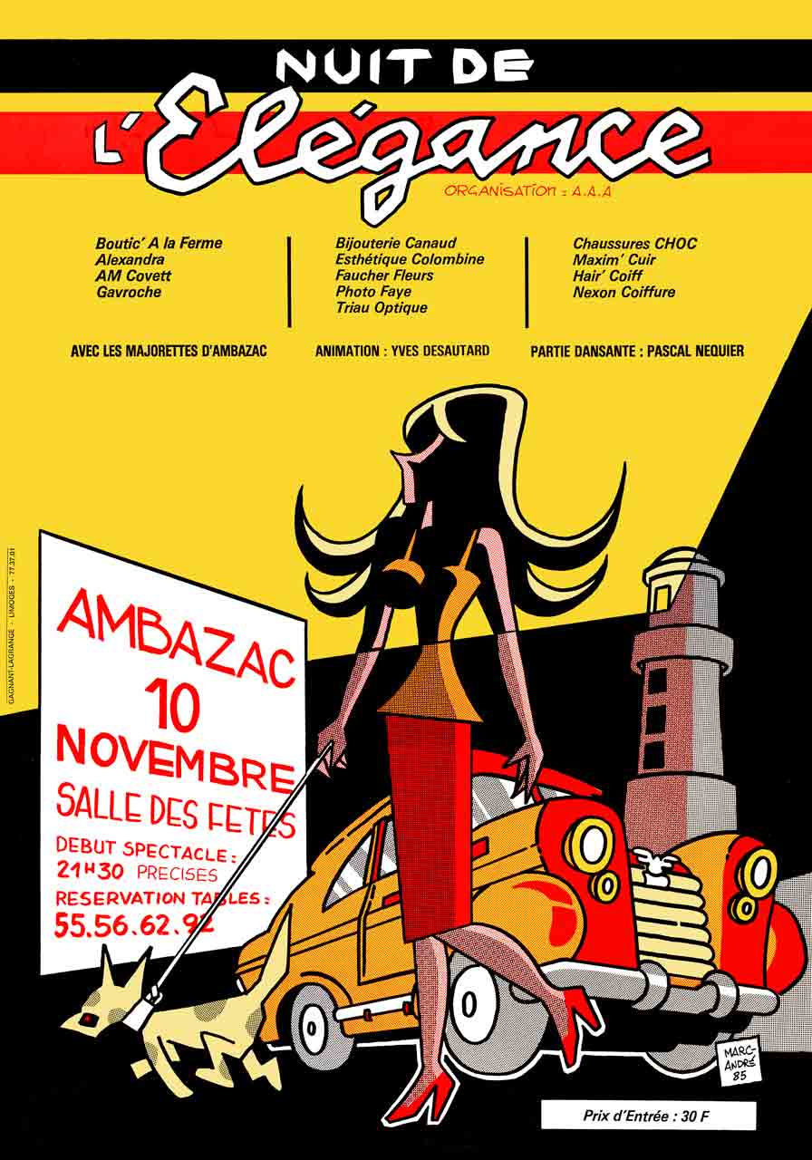 Association des Amis d'Ambazac - Ambazac Nuit de l'élégance novembre 1985 - Marc-André BD Illustration Graphisme Limoges