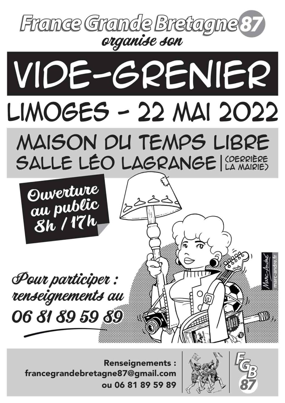 France Grande Bretagne 87 -Vide-grenier 22 mai 2022 - Marc-André BD Illustration Graphisme Limoges