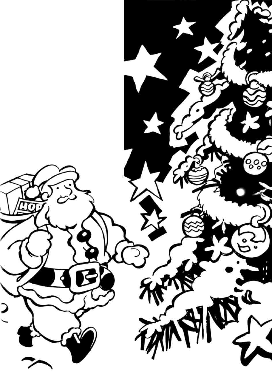 Père Noël avec HOP ! devant un sapin dans Info Magazine en 1997 - Marc-André BD Illustration Graphisme - Limoges