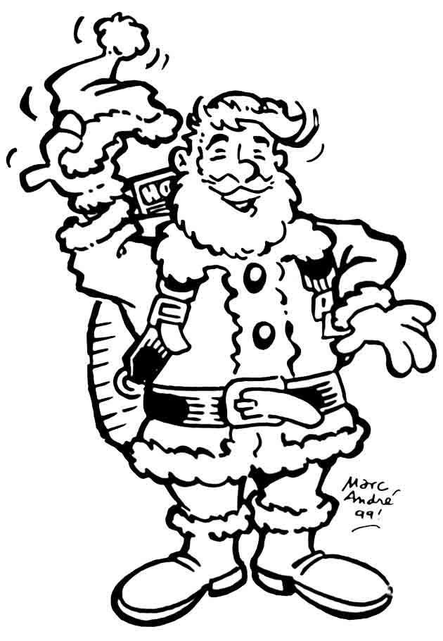 Père Noël avec HOP ! agite sn bonnet dans Info Magazine en 1999 - Marc-André BD Illustration Graphisme - Limoges