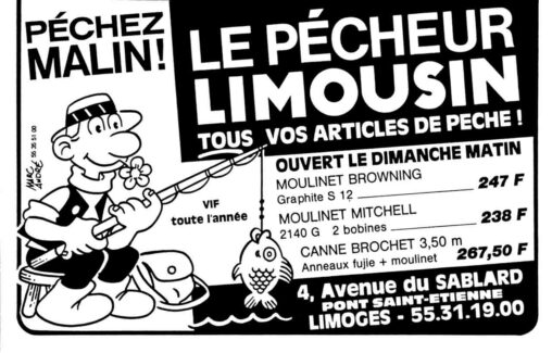 Le Pécheur Limousin, pavé presse en 1988. Péchez malin !