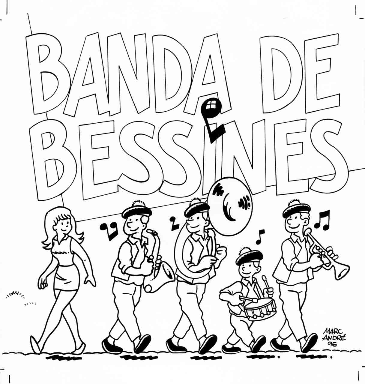 Banda de Bessines - illustration noir et blanc pour CD -1996 - Marc-André BD Illustration Graphisme - Limoges