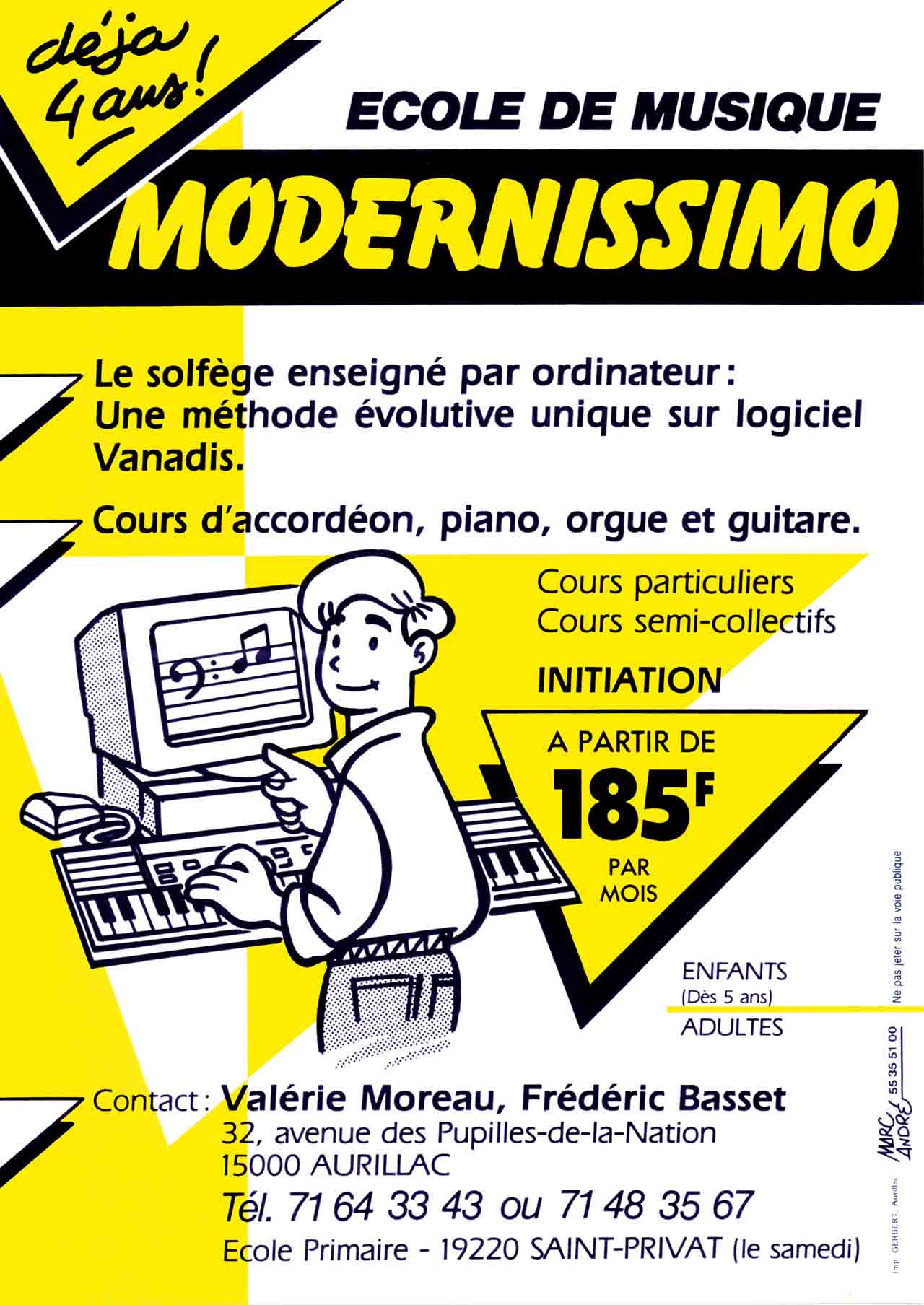 Flyer Modernissimo 1991 - Marc-André - BD Illustration Graphisme Limoges.