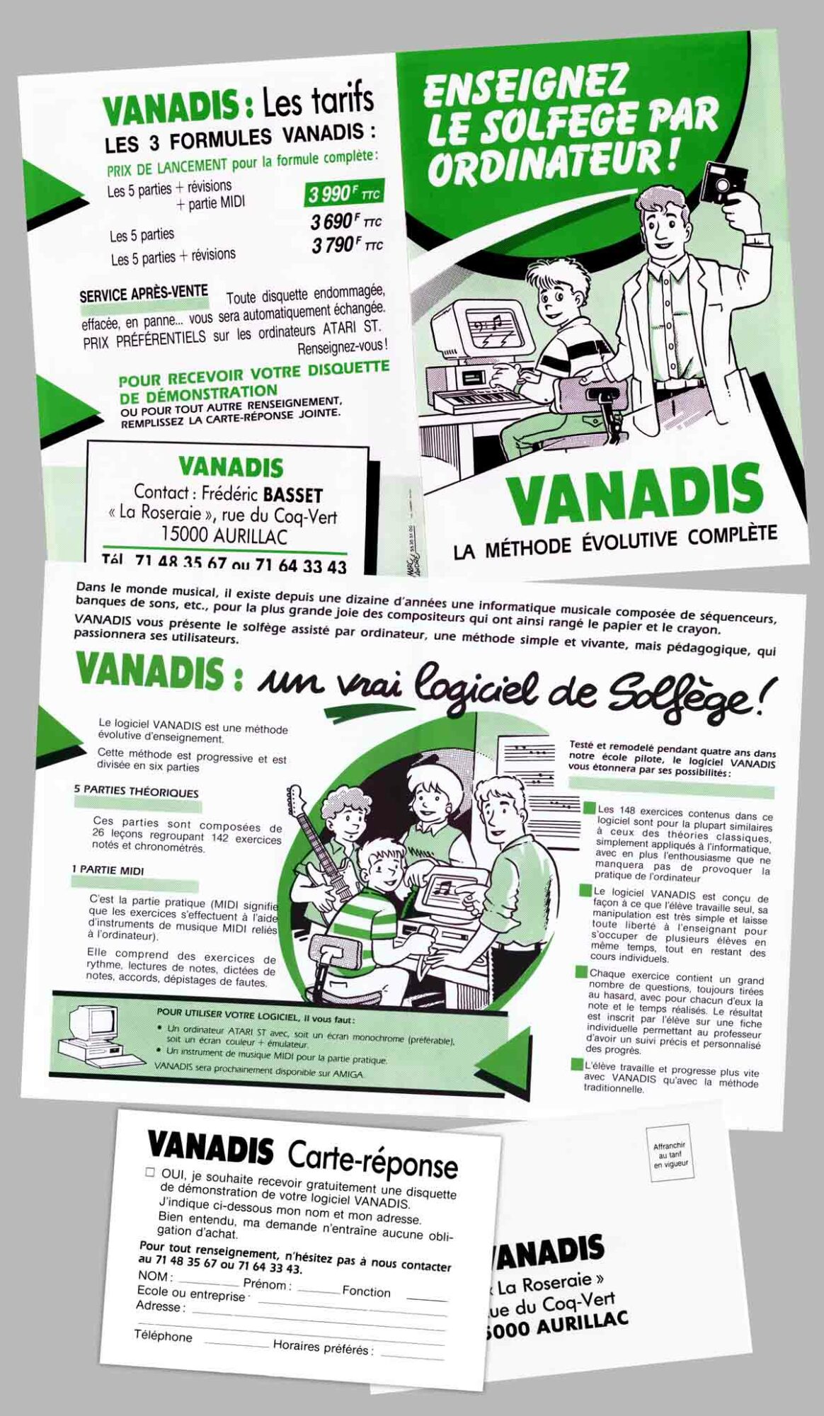 Flyer Vanadis et carte réponse 1992 - Marc-André - BD Illustration Graphisme Limoges. 