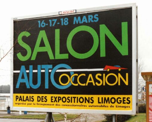 Affiche Salon Auto Occasion, Scandere - 1991 à 1993. Marc-André - BD Illustration Graphisme - Limoges.