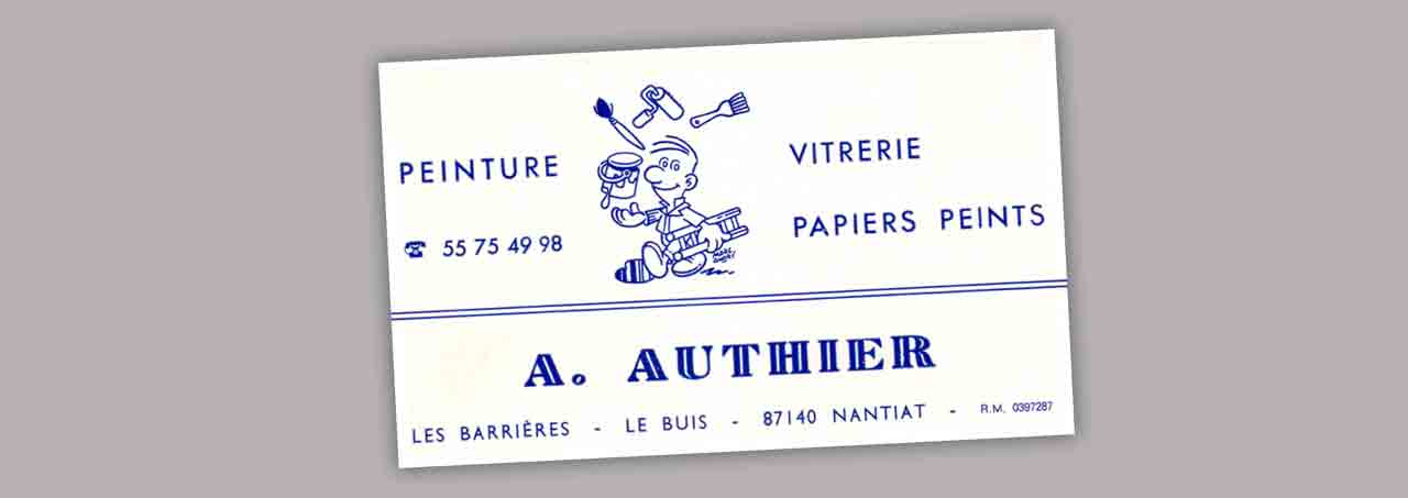 Carte entreprise peinture A. Authier - 1987 - Marc-André BD Illustration Graphisme - Limoges