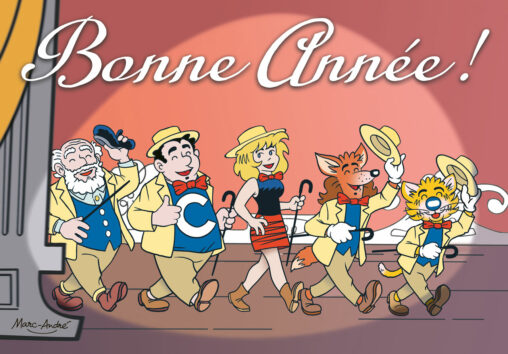 2024 - Le Chat Show ! Bonne année ! carte vœux perso- recto-Marc-André BD Illustration Graphisme Limoges