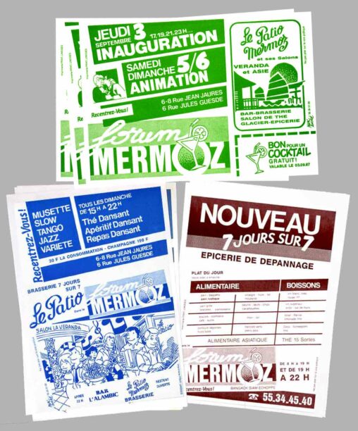 D'autres flyers couleur pour Le Patio Mermoz 1987 Limoges - Marc-André BD Illustration Graphisme Limoges