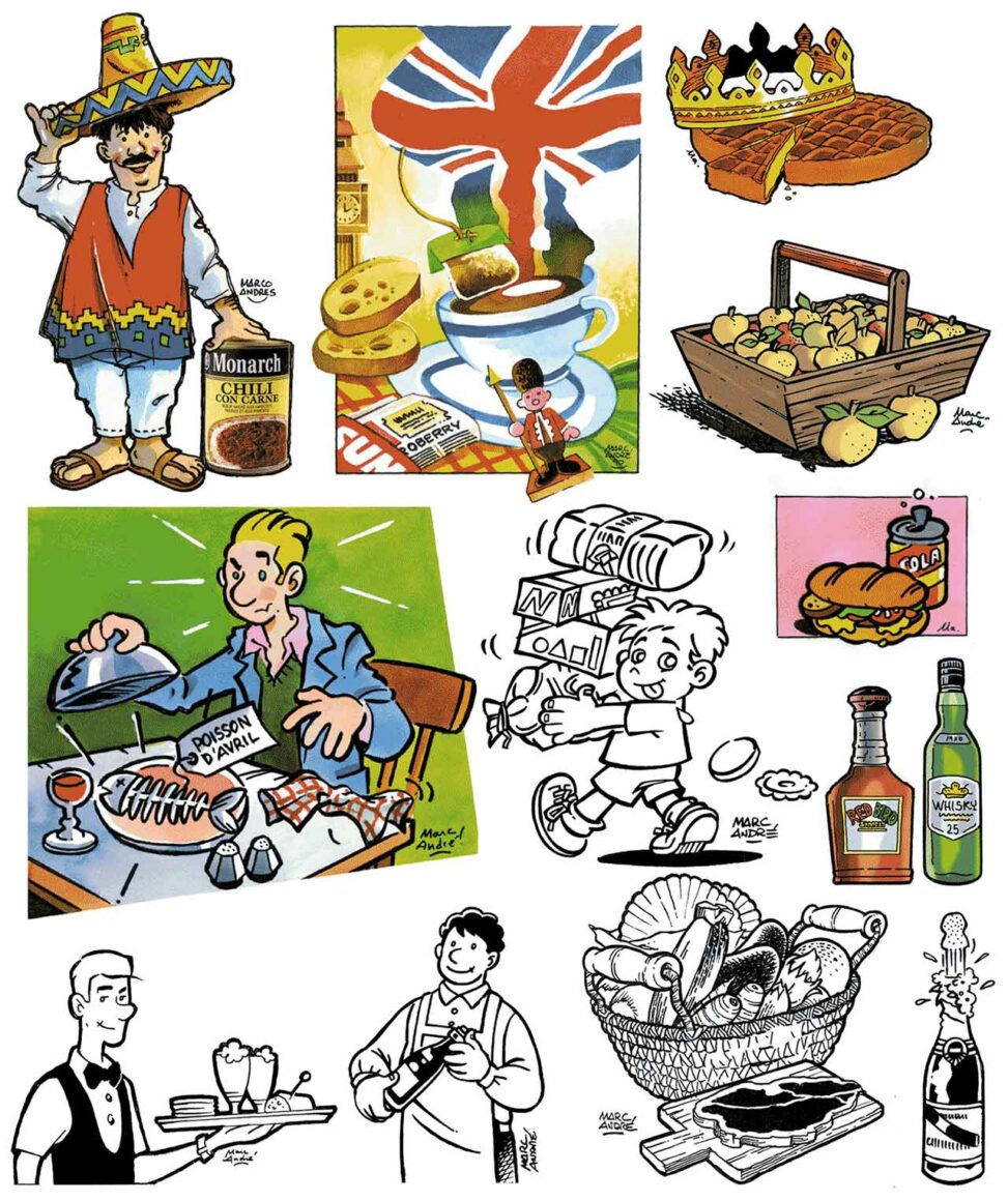 1986-2000 - Quelques illustrations pour des publicités alimentation dans INFO - Marc-André BD Illustration Graphisme - Limoges