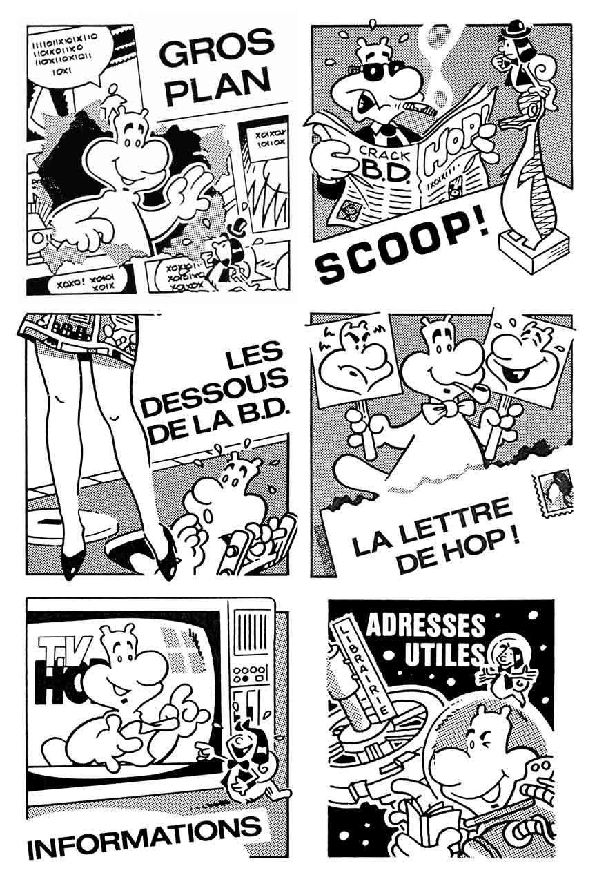 Têtières pour le fanzine Hop ! 1988 - Marc-André BD Illustration Graphisme Limoges