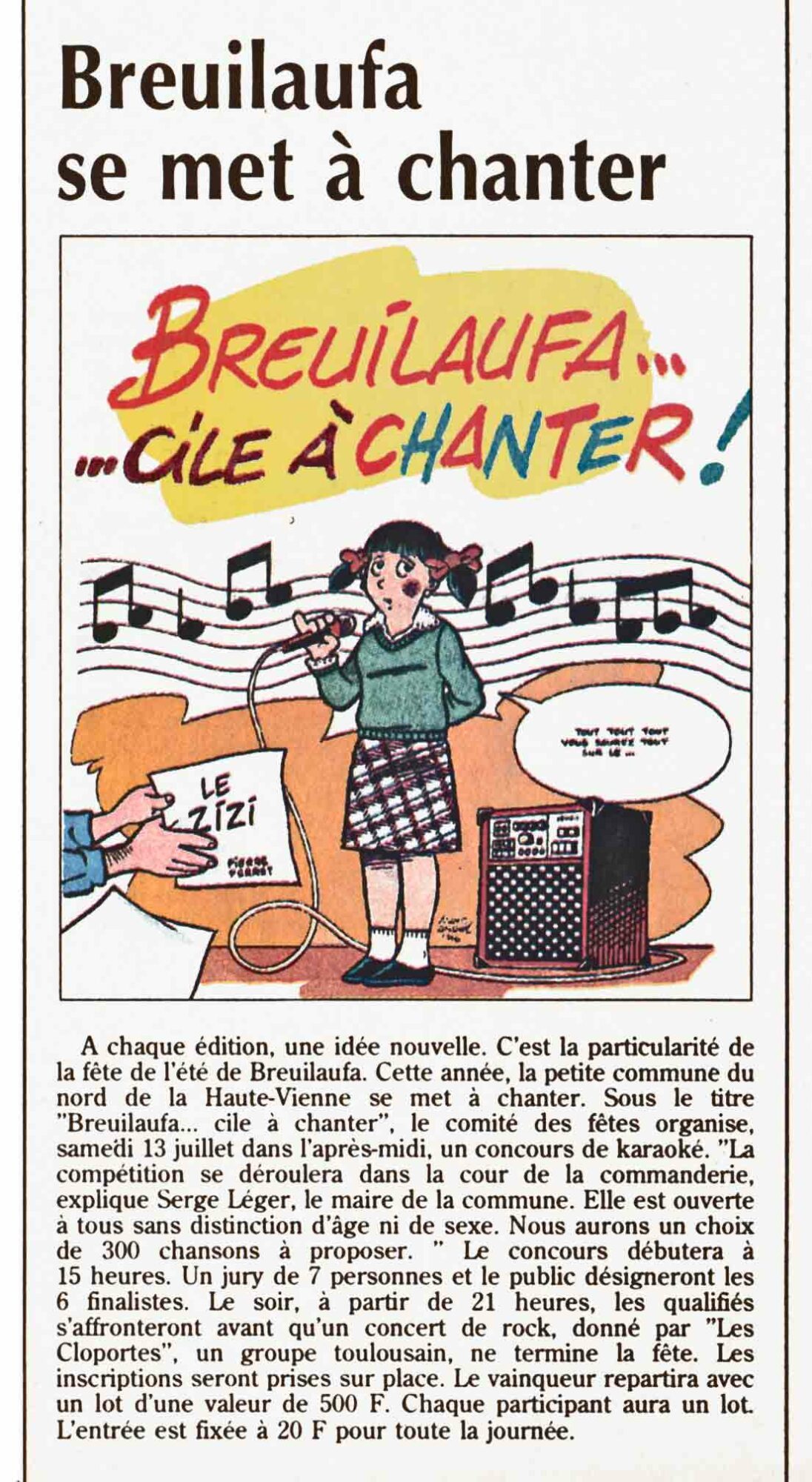 Breuilaufa...cile à chanter Presse-1996-Marc-André BD Illustration Graphisme Limoges