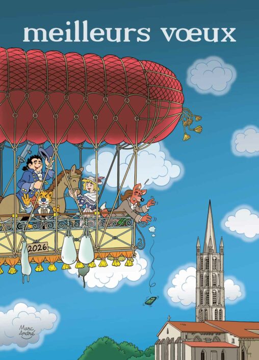 Carte de vœux Ascension de Testu-Brissy à Limoges en 1786 - 2026 - Marc-André BD Illustration Graphisme Limoges